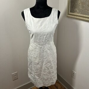 Garnet Hill white linen cotton blend embroidered sleeveless dress Sz 00